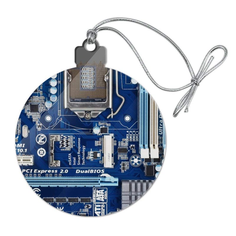 GRAPHICS & MORE Blue Computer Motherboard Processor CPU Acrylic Christmas Tree Holiday Ornament - Image 1